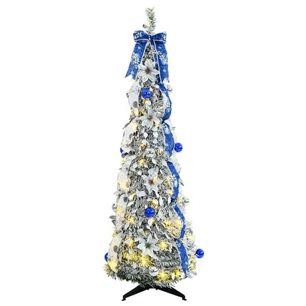 Konstgjord julgran med 100 LED-lampor med stativ Vit 150 cm PVC