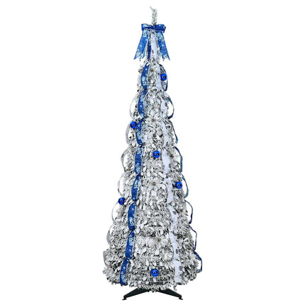 Konstgjord julgran med 200 LED-lampor med stativ Vit 210 cm PVC