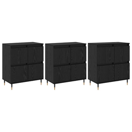 Förvaringsskåp 3 pcs Svart Ek 60 x 35 x 70 cm