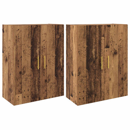 Väggmonterat skåp 2 pcs Gammalt trä 69,5 x 34 x 90 cm