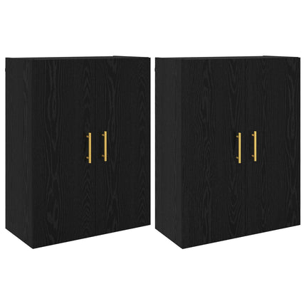 Väggmonterat skåp Väggmonterad 2 pcs Svart Ek 69,5 x 34 x 90 cm
