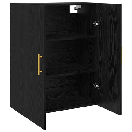 Väggmonterat skåp Väggmonterad 2 pcs Svart Ek 69,5 x 34 x 90 cm