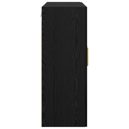 Väggmonterat skåp Väggmonterad 2 pcs Svart Ek 69,5 x 34 x 90 cm