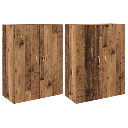 Väggmonterat skåp 2 pcs Gammalt trä 69,5 x 34 x 90 cm