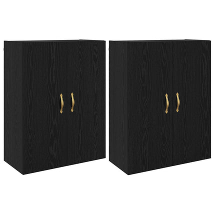 Väggmonterat skåp Väggmonterad 2 pcs Svart Ek 69,5 x 34 x 90 cm