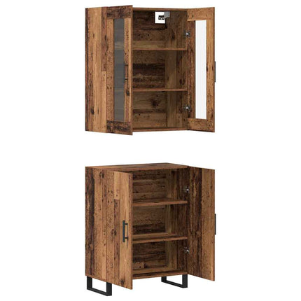 Skåp 2 pcs Gammalt trä Konstruerat trä