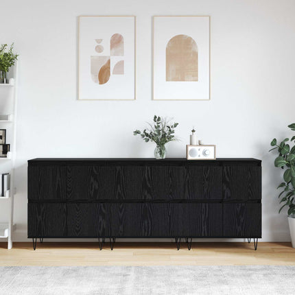 Skåp 3 pcs Svart Ek
