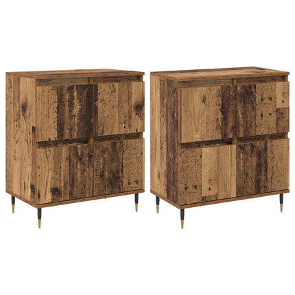 Förvaringsskåp 2 pcs Gammalt trä 60 x 35 x 70 cm
