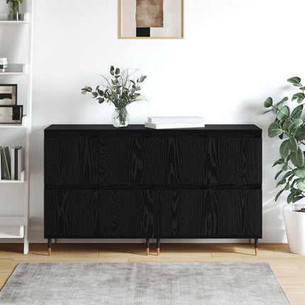 Förvaringsskåp 2 pcs Svart Ek 60 x 35 x 70 cm