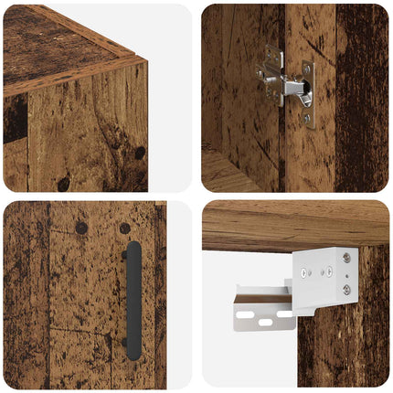 Väggmonterat skåp 2 pcs Gammalt trä 69,5 x 34 x 90 cm