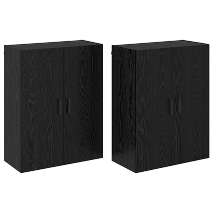 Väggmonterat skåp Väggmonterad 2 pcs Svart Ek 69,5 x 34 x 90 cm