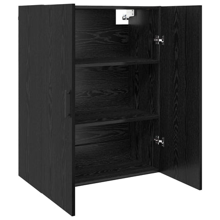 Väggmonterat skåp Väggmonterad 2 pcs Svart Ek 69,5 x 34 x 90 cm