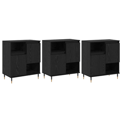 Skåp 3 pcs Svart Ek