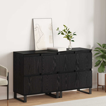 Sideboard 2 pcs Svart Ek 60 x 35 x 70 cm