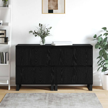 Sideboard 2 pcs Svart Ek 60 x 35 x 70 cm