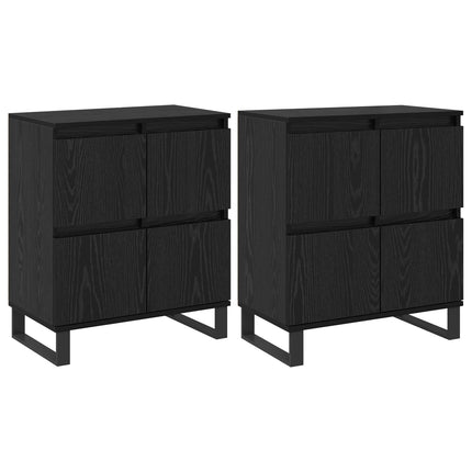 Sideboard 2 pcs Svart Ek 60 x 35 x 70 cm