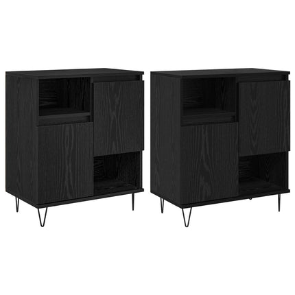 Sideboard 2 pcs Svart Ek 60 x 35 x 70 cm