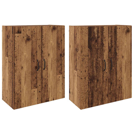 Väggmonterat skåp 2 pcs Gammalt trä 69,5 x 34 x 90 cm