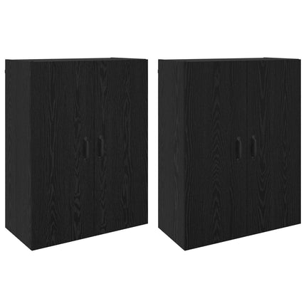 Väggmonterat skåp Väggmonterad 2 pcs Svart Ek 69,5 x 34 x 90 cm