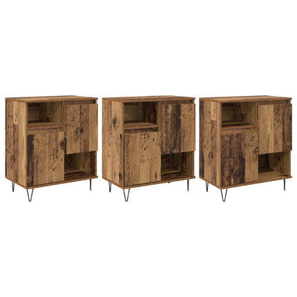 Sideboard 3 pcs Gammalt trä 60 x 35 x 70 cm