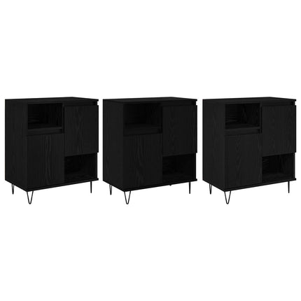 Sideboard 3 pcs Svart Ek 60 x 35 x 70 cm