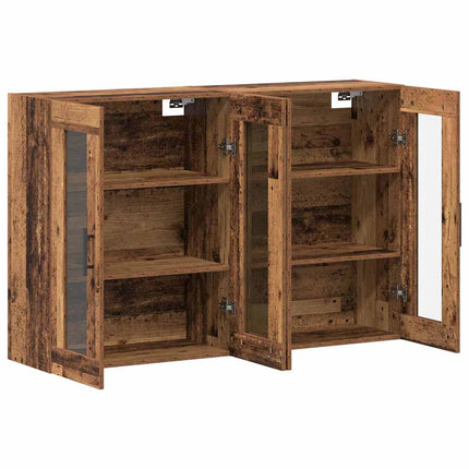 Väggmonterade Skåp 2 pcs Gammalt trä 69,5 x 34 x 90 cm