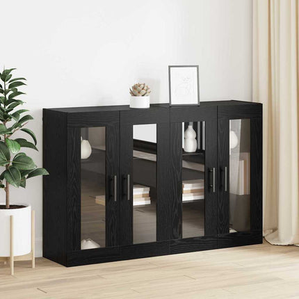 Väggmonterade Skåp 2 pcs Svart ek 69,5 x 34 x 90 cm