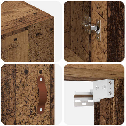 Väggmonterat skåp 2 pcs Gammalt trä 69,5 x 34 x 90 cm