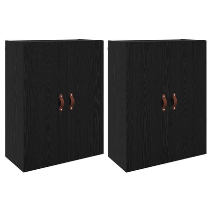 Väggmonterat skåp Väggmonterad 2 pcs Svart Ek 69,5 x 34 x 90 cm