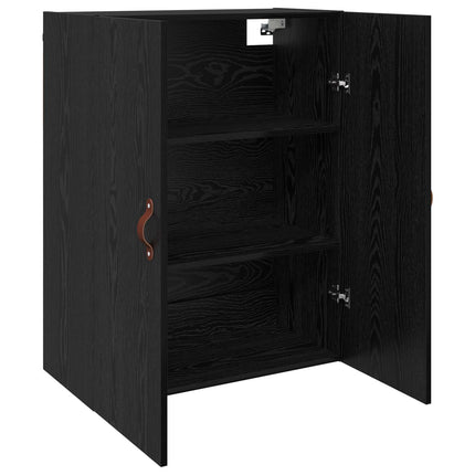Väggmonterat skåp Väggmonterad 2 pcs Svart Ek 69,5 x 34 x 90 cm