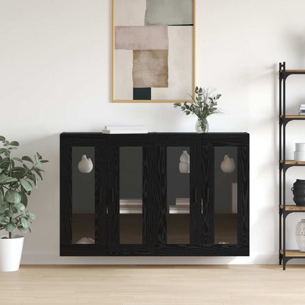 Väggmonterade Skåp 2 pcs Svart ek 69,5 x 34 x 90 cm