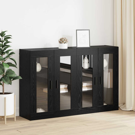 Väggmonterade Skåp 2 pcs Svart ek 69,5 x 34 x 90 cm