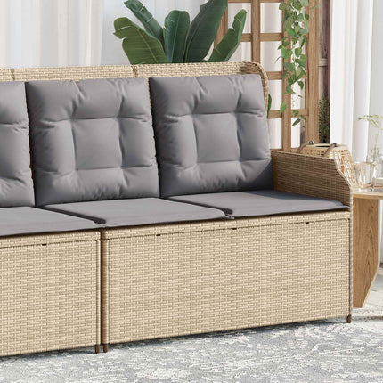 Trädgårdsbänk med kudde Beige och Grå konstrotting