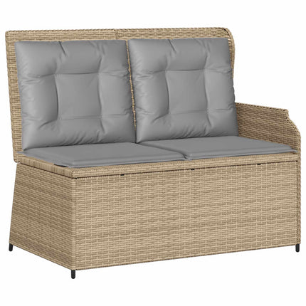 Trädgårdsbänk med kudde Beige och Grå konstrotting