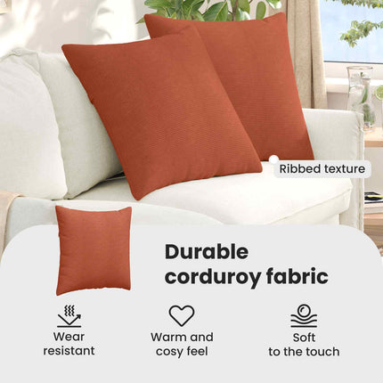 Sofakuddar 2 pcs Röd orange 60 x 60 cm Kordread tyg