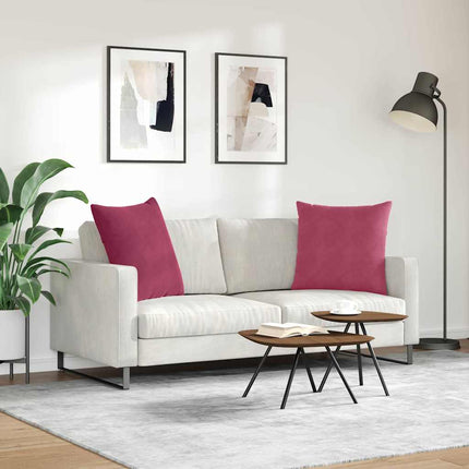 Sofakuddar 2 pcs Vinröd 80 x 80 cm Kordread tyg