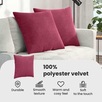 Sofakuddar 2 pcs Vinröd 80 x 80 cm Kordread tyg