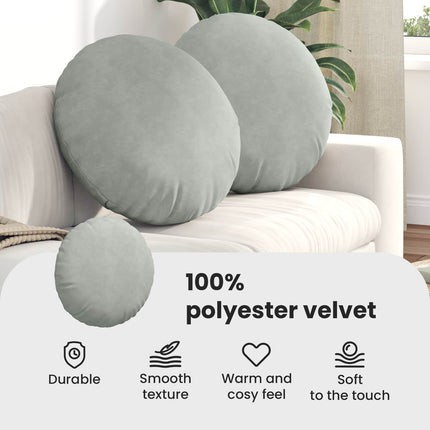 Sittkuddar 2 st Sammet Ljusgrå Ø60 x 21 cm