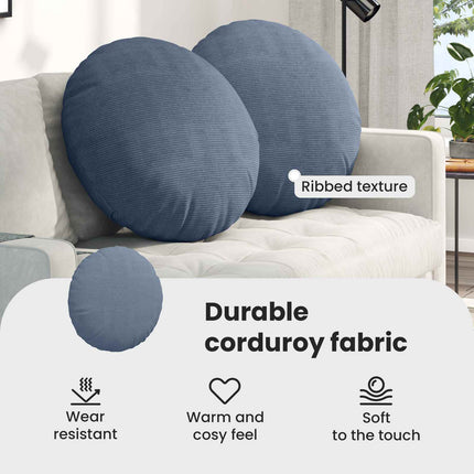 Sittkuddar 2 st Kordread tyg Blå Ø 80 cm