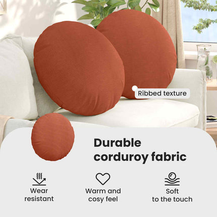Sittkuddar 2 st Kordread tyg Röd orange Ø 80 cm