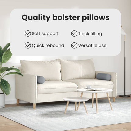 Bolsterkuddar 2 pcs Ljusgrå Ø 15 x 40 cm tyg