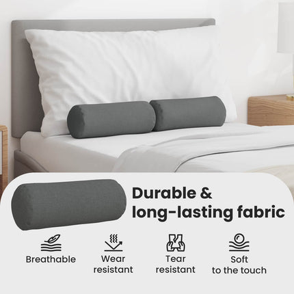 Bolsterkuddar 2 pcs Mörkgrå Ø 15 x 40 cm tyg