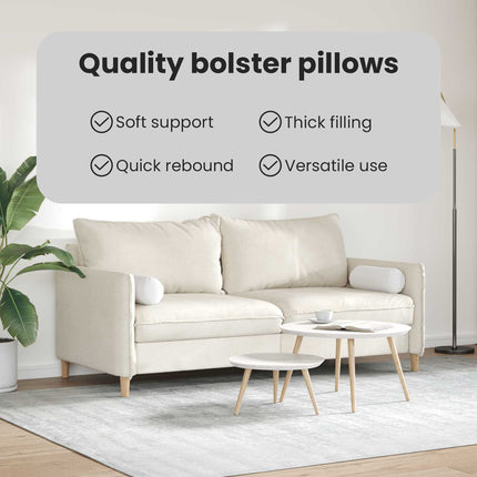Bolsterkuddar 2 pcs Vit Ø 15 x 40 cm tyg