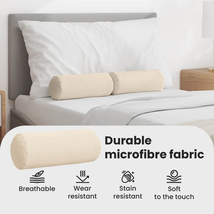 Bolsterkuddar 2 pcs Beige Ø 15 x 40 cm Mikrofiber Tyg