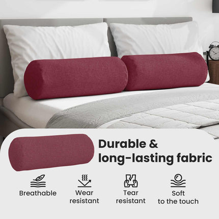 Bolsterkuddar 2 pcs Vinröd Ø 25 x 70 cm tyg