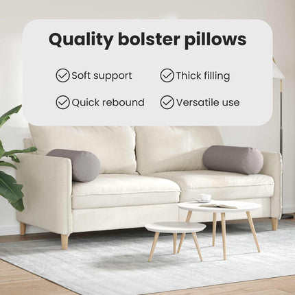 Bolsterkuddar 2 pcs Taupe Ø 25 x 70 cm tyg