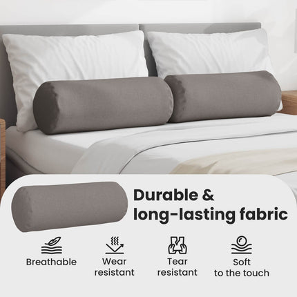 Bolsterkuddar 2 pcs Taupe Ø 25 x 70 cm tyg
