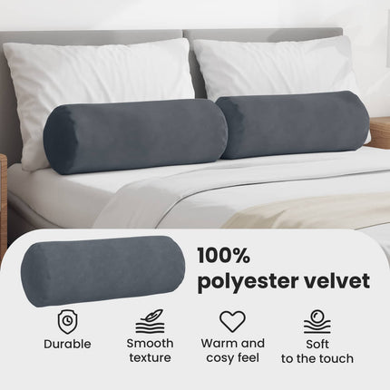 Bolsterkuddar 2 pcs Mörkgrå Ø 25 x 70 cm Kordread tyg
