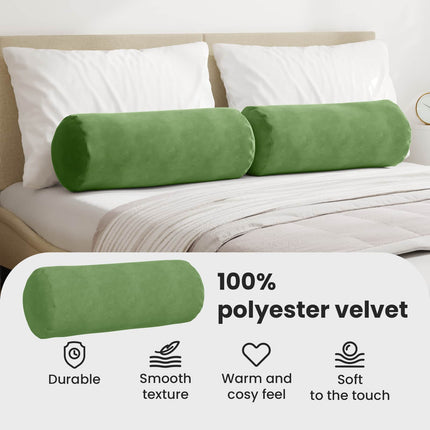 Bolsterkuddar 2 pcs Ljusgrön Ø 25 x 70 cm Kordread tyg