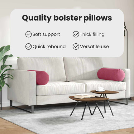 Bolsterkuddar 2 pcs Vinröd Ø 25 x 70 cm Kordread tyg